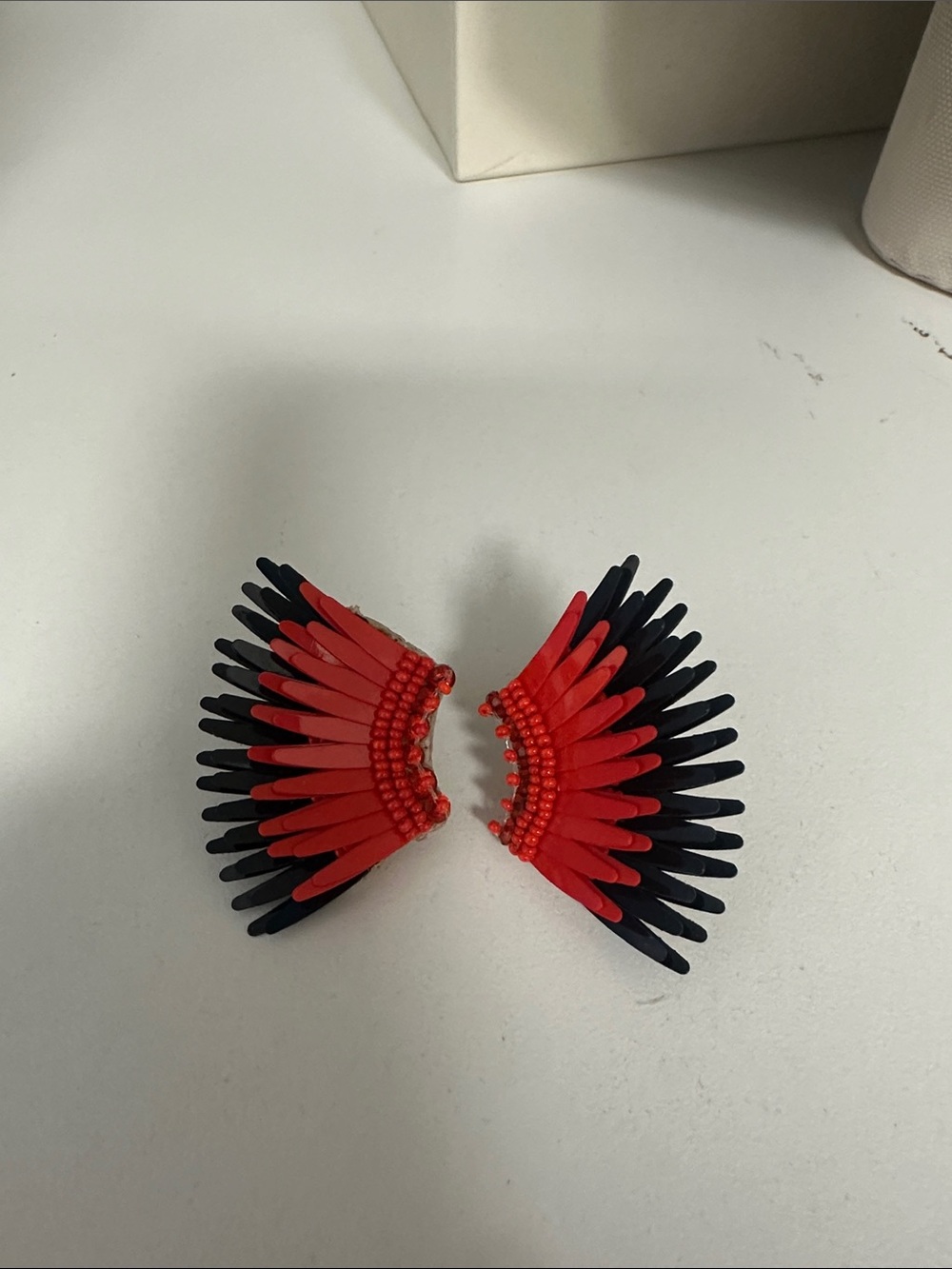 Mignonne Gavigan Red and Black Winged Bead Earrings